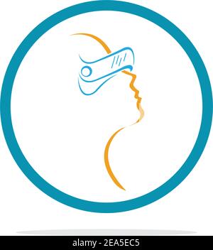 virtual reality logo illustration design template - vector Stock Vector