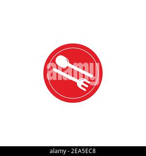 spoon fork simple plate restaurant logo vector Stock Vector