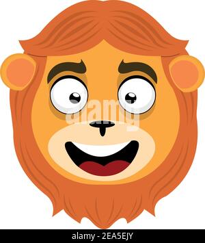 Vector illustration of emoticon of the face of a cartoon lion Stock Vector