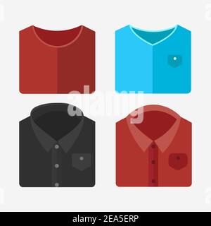 Flat folded clothes collection Stock Vector