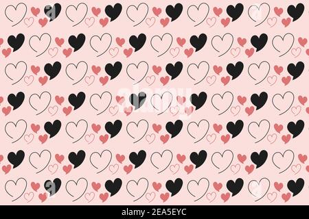Red and black hearts pattern Stock Vector