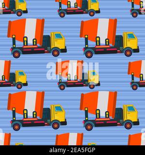 concrete mixer truck seamless pattern vector illustration Stock Vector