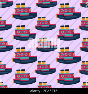 cruise ship transportation seamless pattern vector illustration Stock Vector
