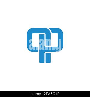 letter pq simple linked geometric flat logo vector Stock Vector