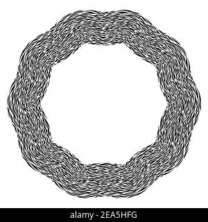 Black and white frame. Round pattern in form of mandala. Decorative border with animal ornament. Zebra skin. Copy space. Fashion board. Template Stock Vector