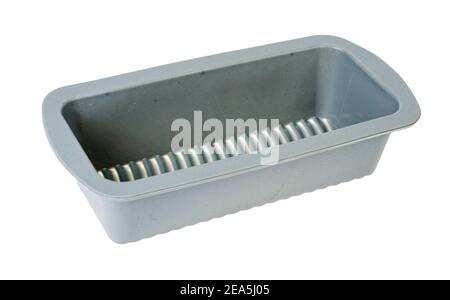 New gray silicone baking dish isolated on white background. Stock Photo