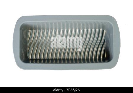 New gray silicone baking dish isolated on white background. Stock Photo