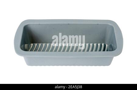 New gray silicone baking dish isolated on white background. Stock Photo