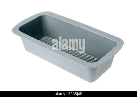 New gray silicone baking dish isolated on white background. Stock Photo