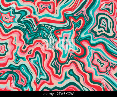 Digital marbling or inkscape illustration of an abstract swirling,psychedelic, liquid marble and simulated marbling in the style of Suminagashi Kintsu Stock Vector