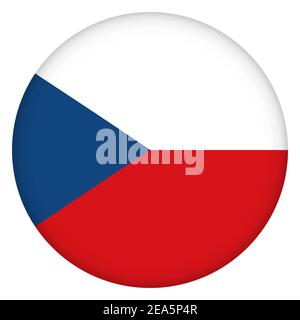 Flag of Czech Republic round icon, badge or button. Czech national symbol. Template design, vector illustration. Stock Vector