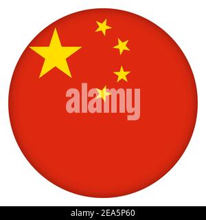 Flag of China round icon, badge or button. Chinese national symbol. Template design, vector illustration. Stock Vector