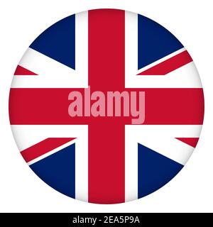 Flag of United Kingdom the round icon, badge or button. English national symbol. Template design, vector illustration. Great Britain. Stock Vector