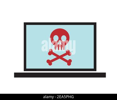 Laptop with skull on the screen Stock Vector
