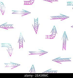 Seamless pattern with color gradient arrows on white background. Doodle sign. Sketch curve outline symbols. Business graphic design elements. Cursor Stock Vector