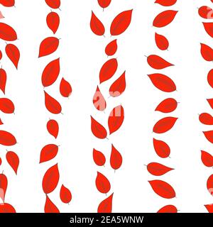 Floral seamless pattern with red exotic leaves on white background. Tropic branches. Fashion vector stock illustration for wallpaper, posters, card Stock Vector