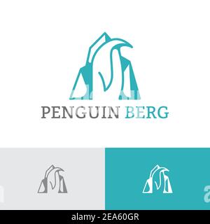 Penguin Ice Berg Polar Animal Cool Logo Template Stock Vector