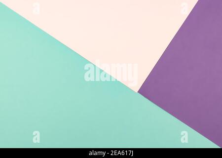 Abstract geometric paper background of pastel pink, blue and purple colors. Copy space for design. Stock Photo
