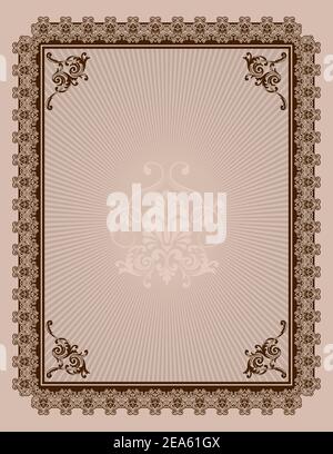 Decorative background with elegant vintage border and patterns. Stock Photo