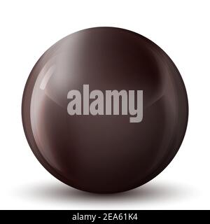 Glass brown ball or precious pearl. Glossy realistic ball, 3D abstract vector illustration highlighted on a white background. Big metal bubble with Stock Vector