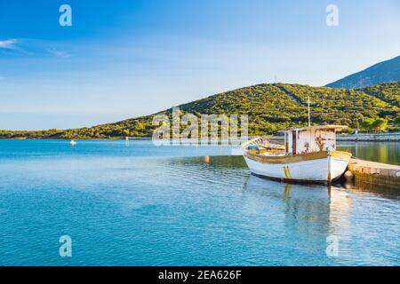 Old rusty abandoned boat on the island of Losinj, Adriatic sea, Croatia Stock Photo