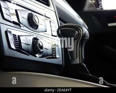 Gear Lever Of Automatic Gearbox In Vehicle Stock Photo