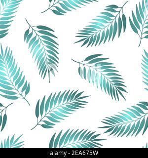 Floral seamless pattern with colorful exotic leaves on white background. Tropic green branches. Fashion vector stock illustration for wallpaper Stock Vector