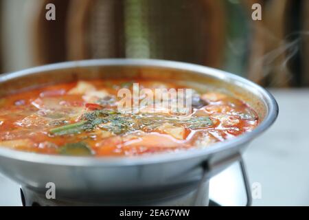 Tom Yum Goong Spicy Sour Soup  Thai local food Stock Photo