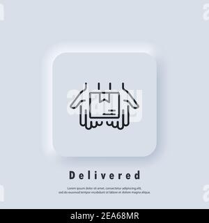 Delivery service icon. Fast delivery truck icons with box. Express delivery logo. Vector. UI icon. Distribution service. Neumorphic UI UX white user i Stock Vector