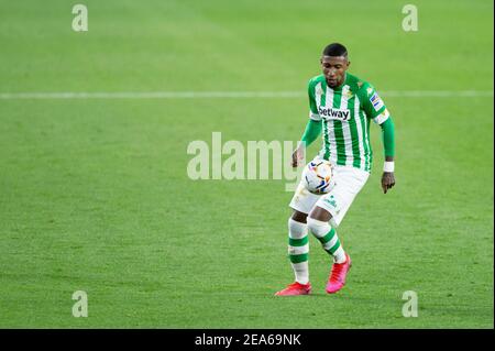 Emerson Royal of Real Betis during the Spanish championship La Liga football match between Real Betis Balompie and FC Barcelona on February 7, 2021 at Benito Villamarin Stadium in Sevilla, Spain - Photo Joaquin Corchero / Spain DPPI / DPPI / LiveMedia Stock Photo