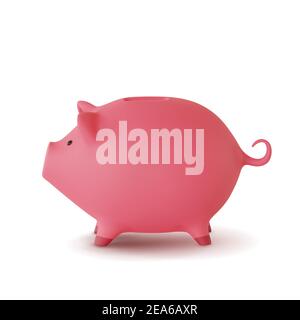 3d realistic moneybox in the form of a pig isolated on white background, vector Stock Vector