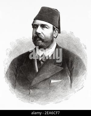 Isma'il Pasha (Cairo 1830 - Istanbul 1895) aka Ismail the Magnificent. Khedive of Egypt and Sudan from 1863 to 1879. Viceroy of Egypt. Old 19th century engraved illustration from El Mundo Ilustrado 1879 Stock Photo