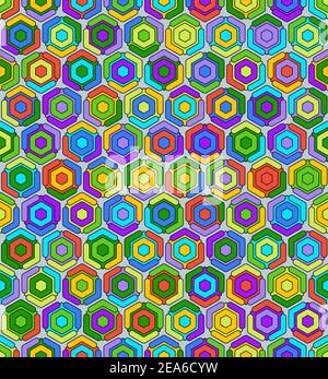 Colorful modern bee honeycomb seamless pattern, art honey texture Stock Vector