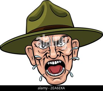 Angry Army Bootcamp Drill Sergeant Cartoon Stock Vector