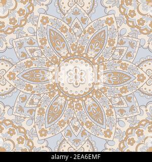 Seamless mandala pattern. Vintage decorative background Stock Vector