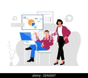 Business data analysis concept with group of analytics studying graphs ...