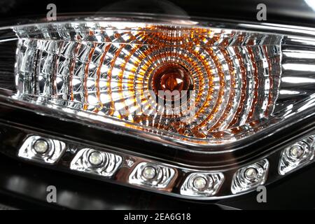 Car headlight with led lamps Stock Photo