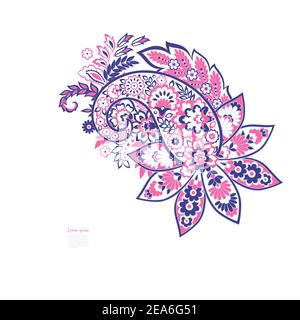 Paisley isolated. Card with paisley isolated for design. Floral vector pattern. Embroidery floral vector pattern Stock Vector