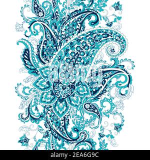 Paisley seamless border pattern. Vector ethnic ornament Stock Vector