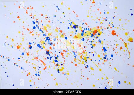 Abstract watercolor multicolored drops on white background Stock Photo