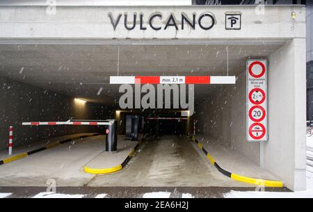 Entry to underground garage in zurich, switzerland Stock Photo