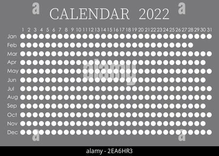 2022 calendar planner. Сorporate design week. Isolated on grey background. Place for stickers. Stock Vector