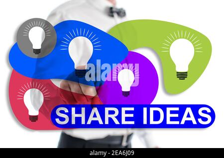 Share ideas concept shown by a man in background Stock Photo