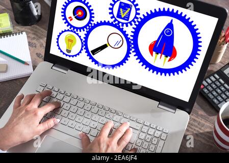 Business process concept shown on a laptop screen Stock Photo