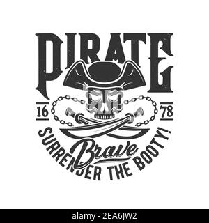 Premium Vector  Tshirt print with pirate profile in cocked hat