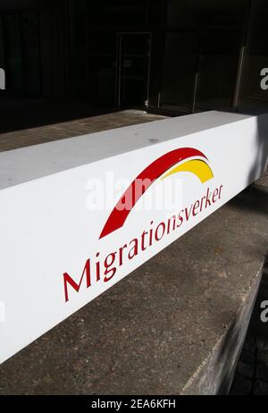 NORRKÖPING, SWEDEN- 23 MAY 2015: The head office of The Swedish Migration Agency (Swedish: Migrationsverket; previous English name: Swedish Migration Board) in the office building Presidenten. Stock Photo