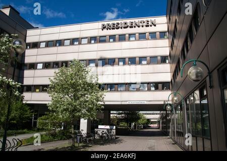 NORRKÖPING, SWEDEN- 23 MAY 2015: The head office of The Swedish Migration Agency (Swedish: Migrationsverket; previous English name: Swedish Migration Board) in the office building Presidenten. Stock Photo