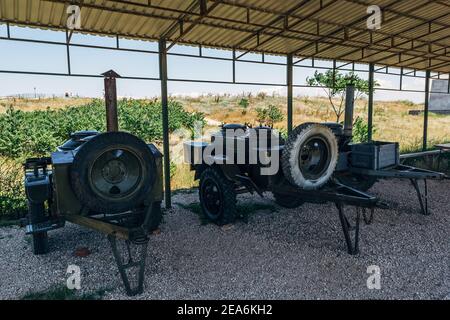 Military mobile field kitchen of the soviet army. Stock Photo