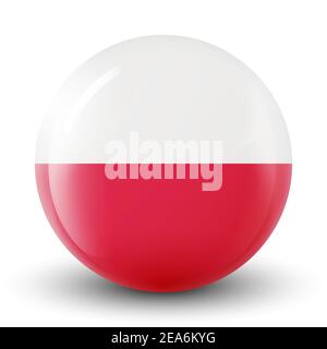 Glass light ball with flag of Poland. Round sphere, template icon. Polish national symbol. Glossy realistic ball, 3D abstract vector illustration Stock Vector