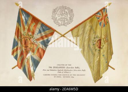Colours of the 78th Highlanders (Ross-shire Buffs), now 2nd Battalion Seaforth Highlanders (Ross-shire Buffs, Duke of Albany's). Carried during the se Stock Photo